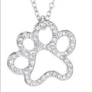 Necklace Paw Print in Rhinestones ! ADORABLE !